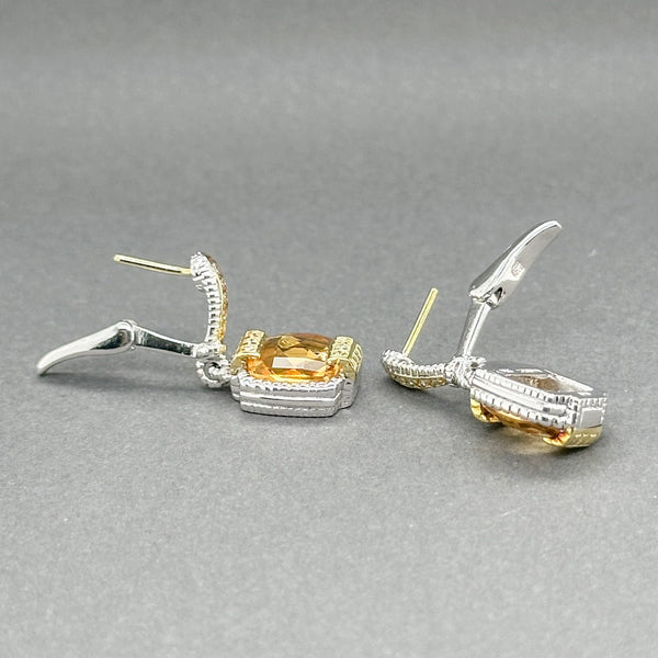 Estate Judith Ripka SS 4.30ctw Citrine & 0.09ctw G/SI1 - 2 Diamond Earrings - Walter Bauman Jewelers