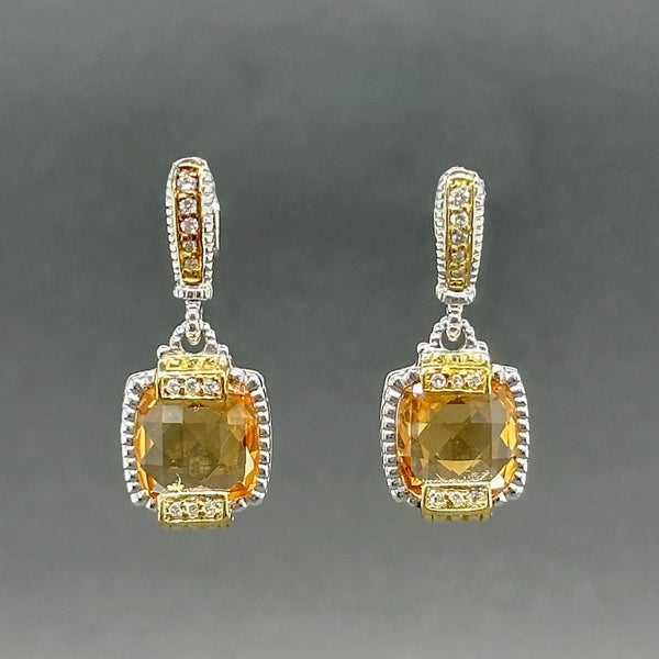 Estate Judith Ripka SS 4.30ctw Citrine & 0.09ctw G/SI1 - 2 Diamond Earrings - Walter Bauman Jewelers