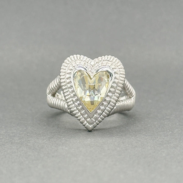 Estate Judith Ripka SS 4.54ct Zircon Heart Ring - Walter Bauman Jewelers