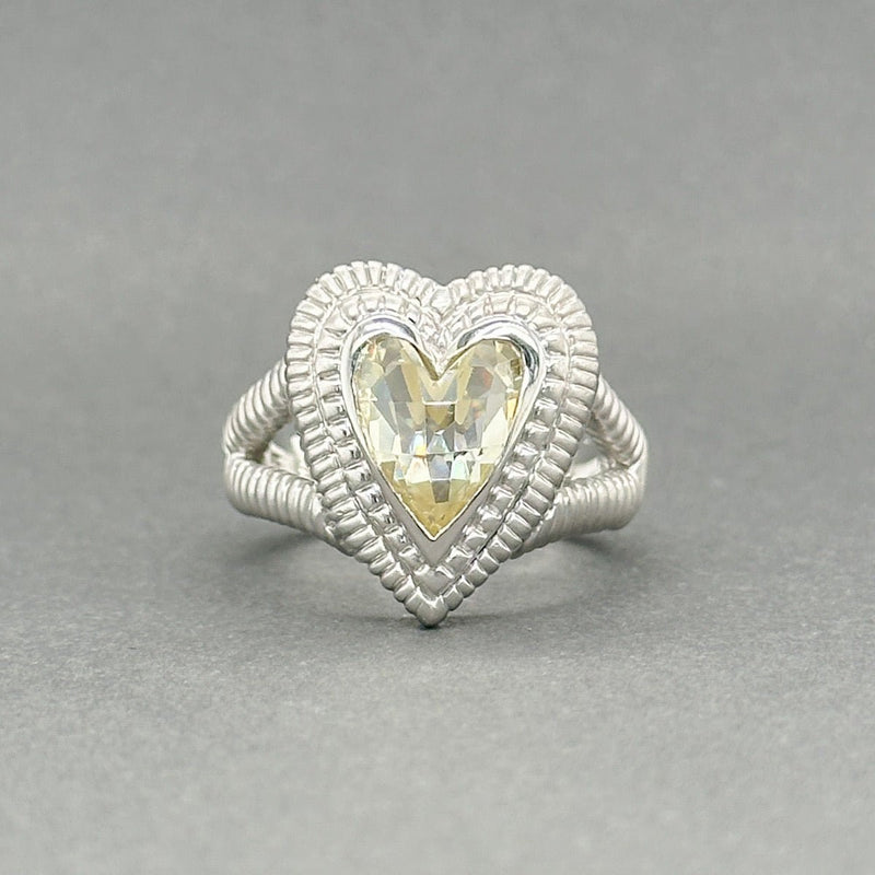 Estate Judith Ripka SS 4.54ct Zircon Heart Ring - Walter Bauman Jewelers