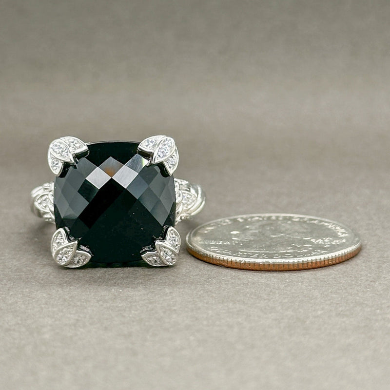 Estate Judith Ripka SS Black & White CZ Cocktail Ring - Walter Bauman Jewelers