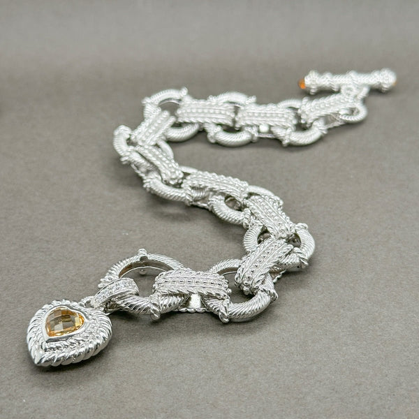 Estate Judith Ripka SS Citrine Heart Toggle Bracelet - Walter Bauman Jewelers