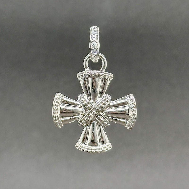 Estate Judith Ripka SS CZ Cross Enhancer Pendant - Walter Bauman Jewelers