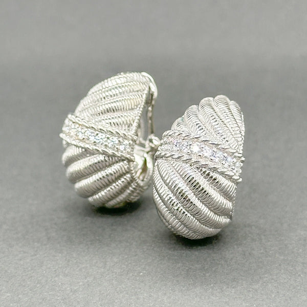 Estate Judith Ripka SS CZ Dome Earrings - Walter Bauman Jewelers