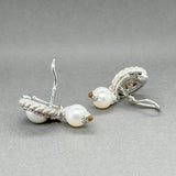 Estate Judith Ripka SS Faux Pearl & Crystal Drop Earrings - Walter Bauman Jewelers