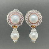 Estate Judith Ripka SS Faux Pearl & Crystal Drop Earrings - Walter Bauman Jewelers