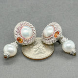 Estate Judith Ripka SS Faux Pearl & Crystal Drop Earrings - Walter Bauman Jewelers