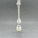 Estate Judith Ripka SS Faux Pearl & CZ Station Necklace - Walter Bauman Jewelers