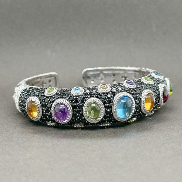 Estate Judith Ripka SS Multi-Gemstone Cuff Bracelet - Walter Bauman Jewelers