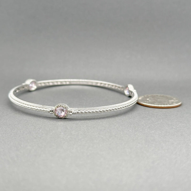 Estate Judith Ripka SS Pink CZ Bangle Bracelet - Walter Bauman Jewelers