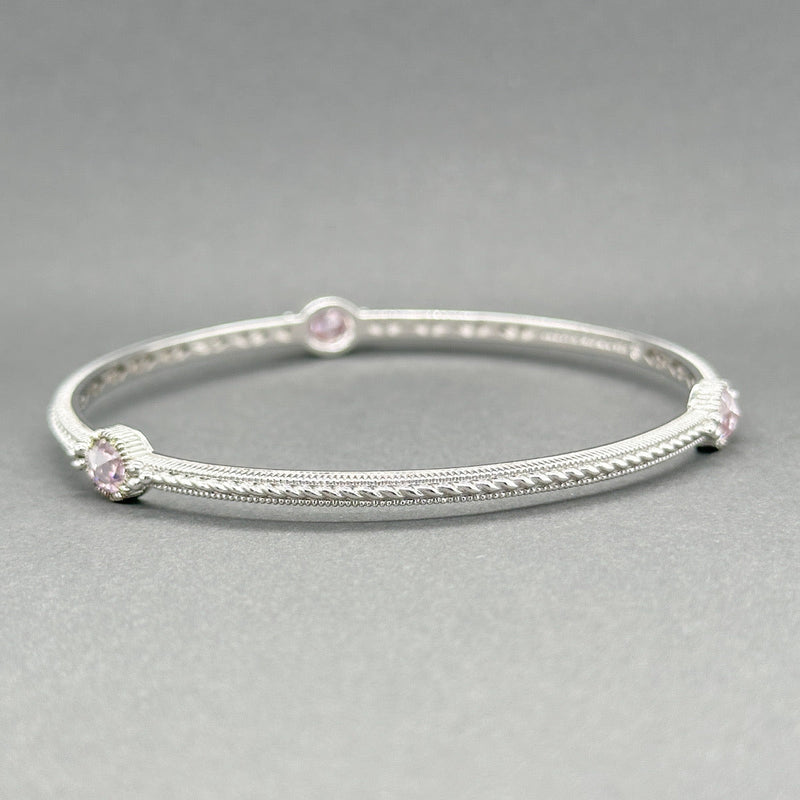 Estate Judith Ripka SS Pink CZ Bangle Bracelet - Walter Bauman Jewelers