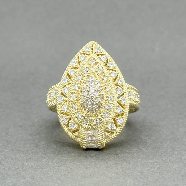 Estate Judith Ripka YGP SS CZ Pear Cocktail Ring - Walter Bauman Jewelers