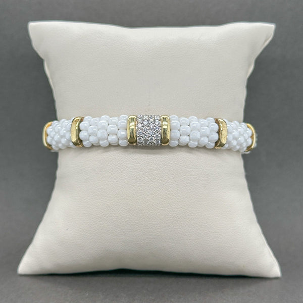 Estate Lagos SS 18 0.40ctw H-I/SI1 Diamond White Ceramic Caviar Bracelet - Walter Bauman Jewelers