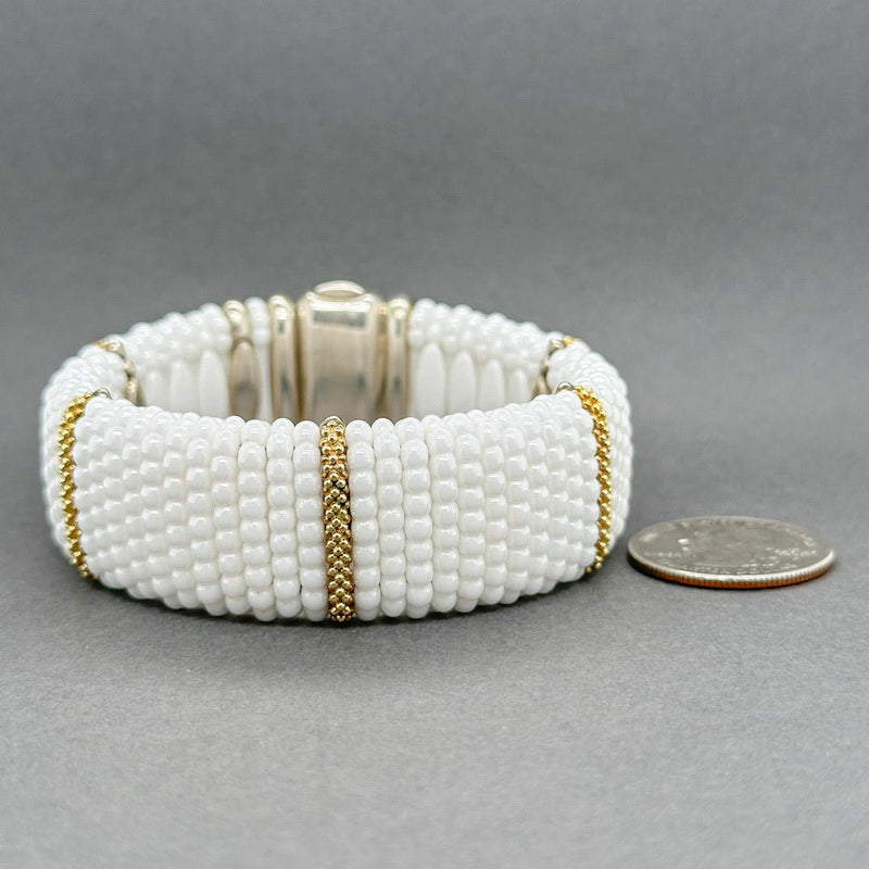 Estate Lagos SS 18 White Ceramic Caviar 23mm Bracelet - Walter Bauman Jewelers