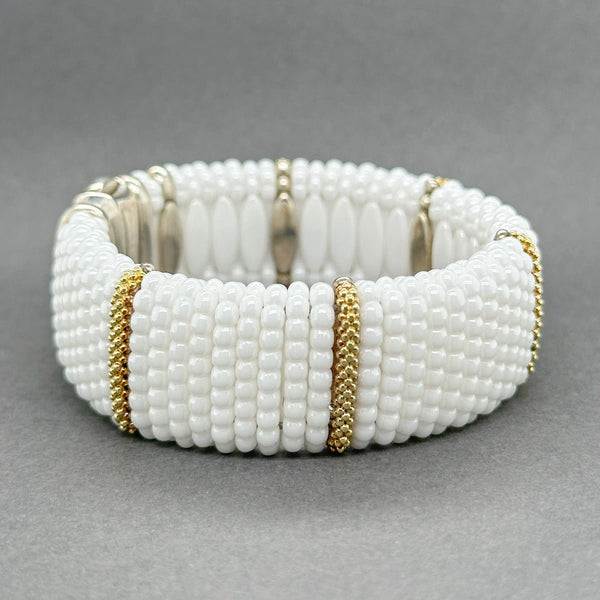 Estate Lagos SS 18 White Ceramic Caviar 23mm Bracelet - Walter Bauman Jewelers