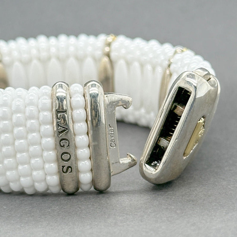 Estate Lagos SS 18 White Ceramic Caviar 23mm Bracelet - Walter Bauman Jewelers