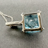 Estate Levian 14K W Gold 4.56ct Blue Topaz & 0.08ctw Sapphire Pendant - Walter Bauman Jewelers