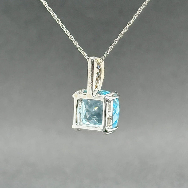 Estate Levian 14K W Gold 4.56ct Blue Topaz & 0.08ctw Sapphire Pendant - Walter Bauman Jewelers