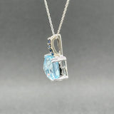 Estate Levian 14K W Gold 4.56ct Blue Topaz & 0.08ctw Sapphire Pendant - Walter Bauman Jewelers