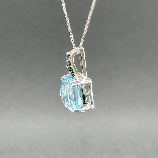 Estate Levian 14K W Gold 4.56ct Blue Topaz & 0.08ctw Sapphire Pendant - Walter Bauman Jewelers