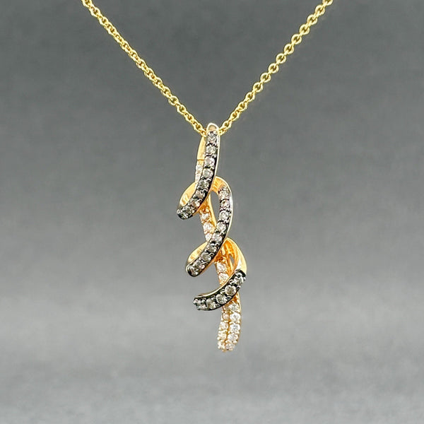 Estate Levian 14K Y Gold 0.21ctw Brown & H - I/SI1 - 2 Diamond Spiral Pendant - Walter Bauman Jewelers