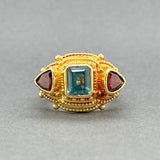 Estate Luna Felix 18K Y Gold 2.54ctw Sapphire & Garnet Ring - Walter Bauman Jewelers