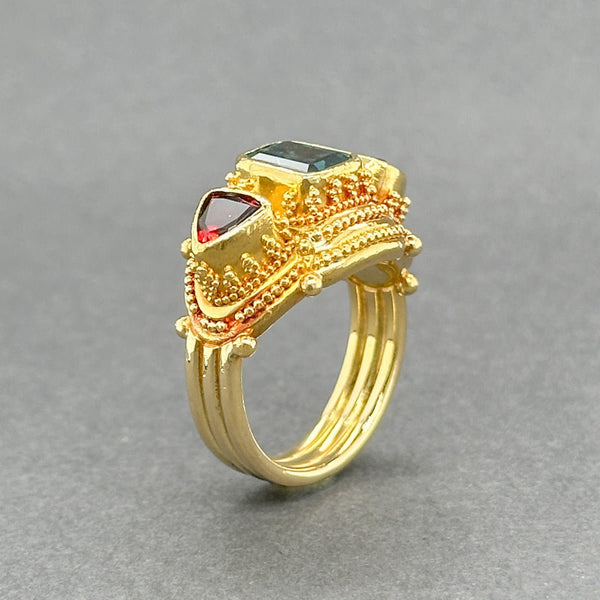 Estate Luna Felix 18K Y Gold 2.54ctw Sapphire & Garnet Ring - Walter Bauman Jewelers