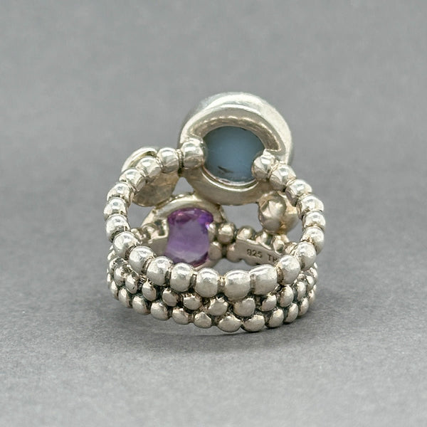 Estate Michael Dawkins SS Druzy, Amethyst & Pearl Ring - Walter Bauman Jewelers