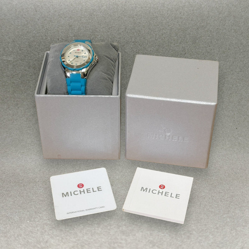 Estate Michele Tahitian Jelly Bean 0.05ctw Blue Topaz Women’s Quartz Watch Ref#MWW12P000005 - Walter Bauman Jewelers