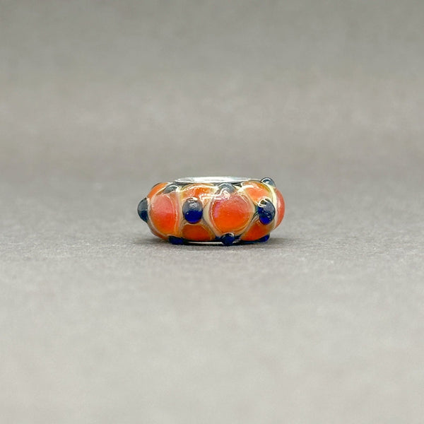 Estate Orange & Blue Dot Glass Charm Bead - Walter Bauman Jewelers