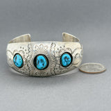 Estate Pamella Benally SS Turquoise Cuff Bracelet - Walter Bauman Jewelers