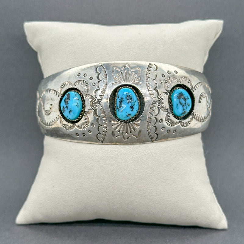 Estate Pamella Benally SS Turquoise Cuff Bracelet - Walter Bauman Jewelers