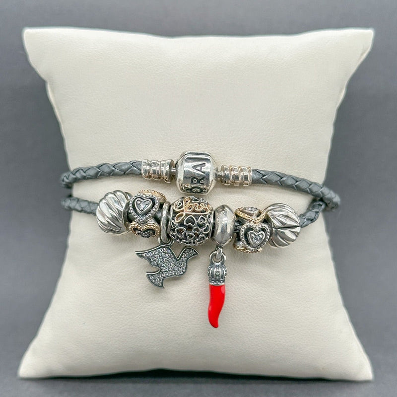 Estate Pandora SS Love & Luck Charm Wrap Bracelet - Walter Bauman Jewelers