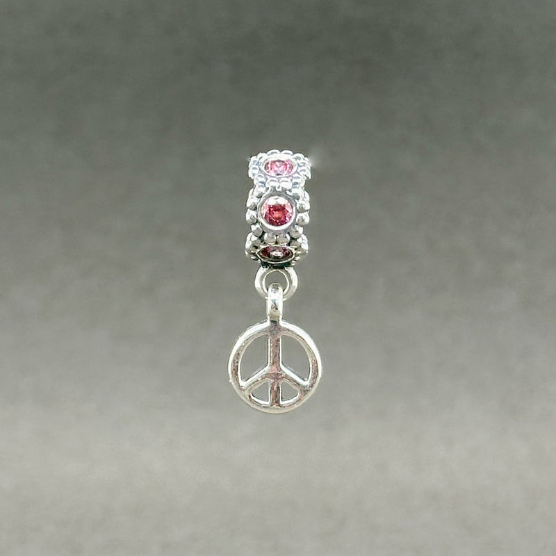 Estate Pandora SS Pink CZ Peace Dangle Bead Charm - Walter Bauman Jewelers