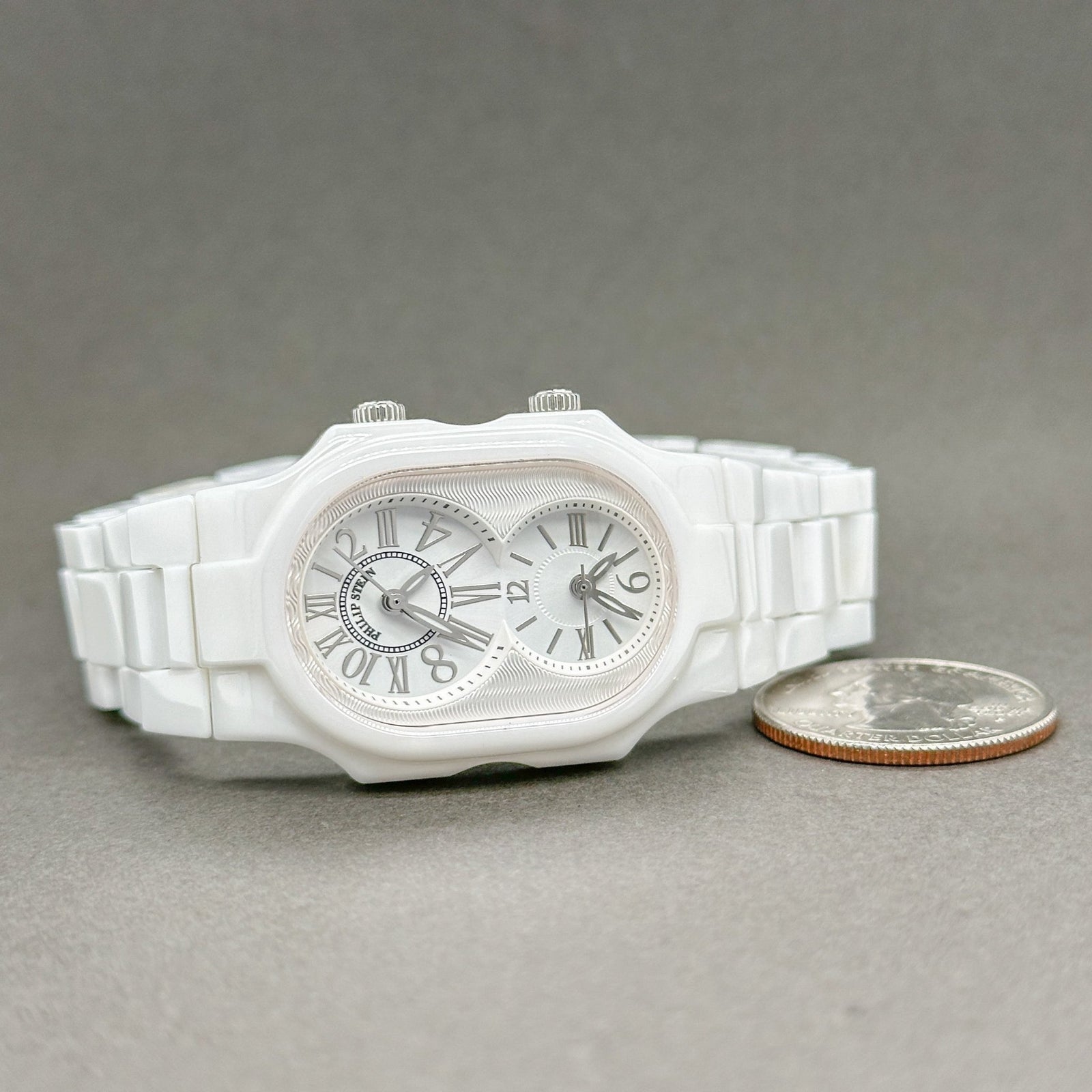 Estate Phillip Stein Teslar White Ceramic Women's Quartz Watch Ref