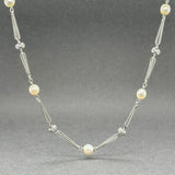 Estate Platinum 0.66ctw Diamond & Pearl Station Necklace - Walter Bauman Jewelers