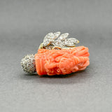 Estate Retro 13K TT Gold 35.90ct Coral Dragon & 0.75ctw H - I/SI1 - 2 Diamond Ring - Walter Bauman Jewelers