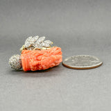 Estate Retro 13K TT Gold 35.90ct Coral Dragon & 0.75ctw H - I/SI1 - 2 Diamond Ring - Walter Bauman Jewelers