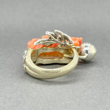 Estate Retro 13K TT Gold 35.90ct Coral Dragon & 0.75ctw H - I/SI1 - 2 Diamond Ring - Walter Bauman Jewelers