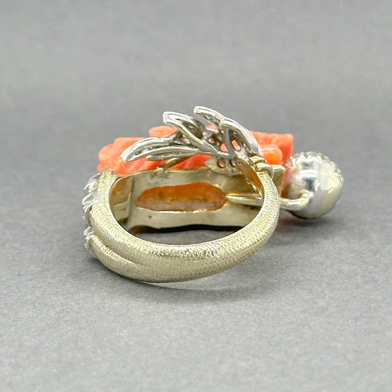 Estate Retro 13K TT Gold 35.90ct Coral Dragon & 0.75ctw H - I/SI1 - 2 Diamond Ring - Walter Bauman Jewelers