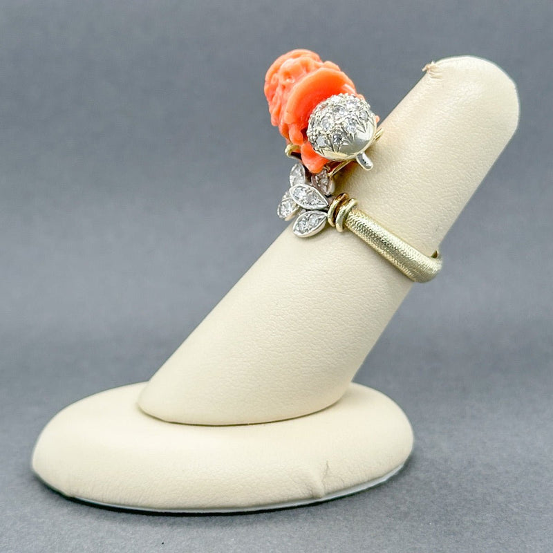 Estate Retro 13K TT Gold 35.90ct Coral Dragon & 0.75ctw H - I/SI1 - 2 Diamond Ring - Walter Bauman Jewelers