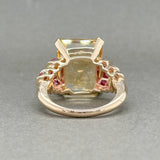 Estate Retro 14K TT Gold 11.47ctw Citrine & Ruby & 0.06ctw G-H/VS2-SI1 Diamond Ring - Walter Bauman Jewelers