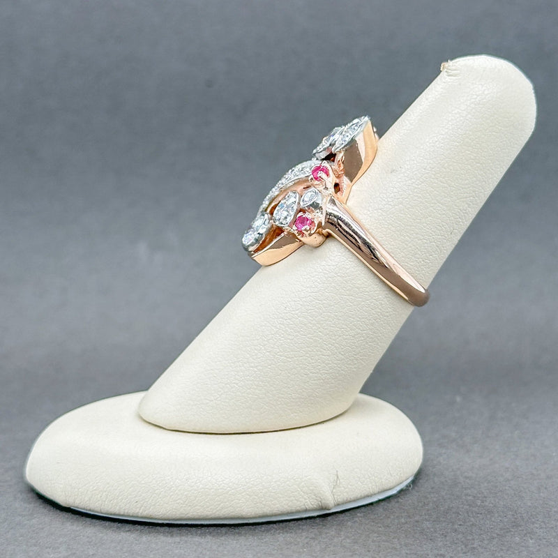 Estate Retro 14K TT Gold 1.58ctw G-H/VS2-SI2 Diamond & 0.24ctw Ruby Ring - Walter Bauman Jewelers