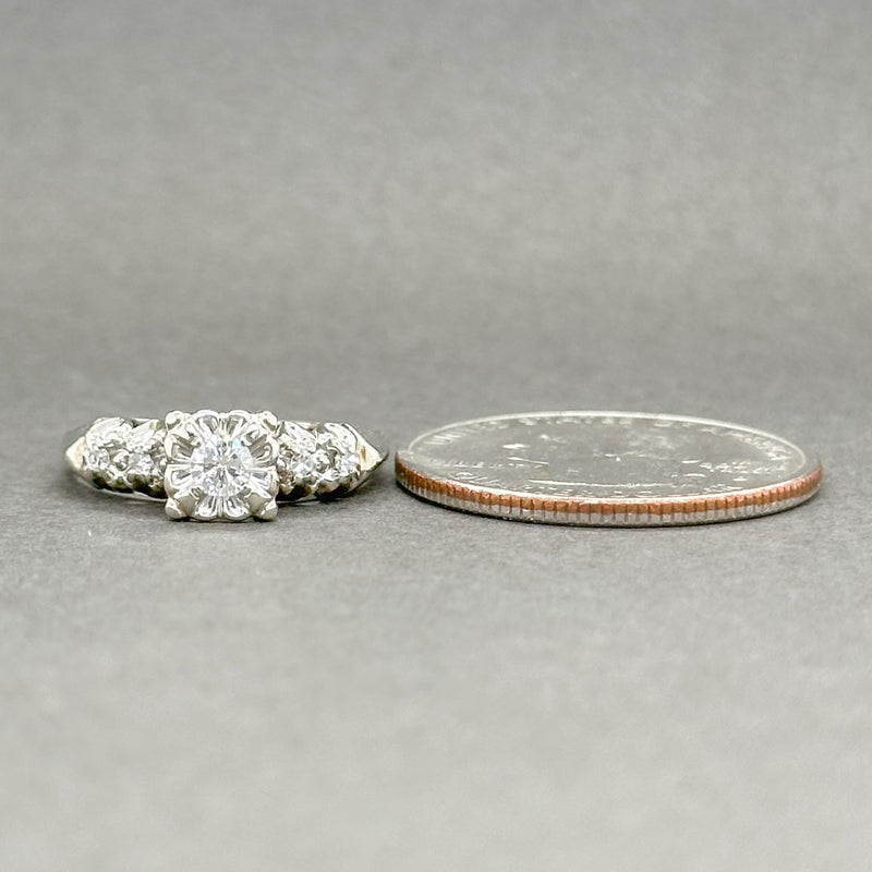 Estate Retro 14K W Gold 0.17ctw G-H/VS2 Diamond Engagement Ring - Walter Bauman Jewelers