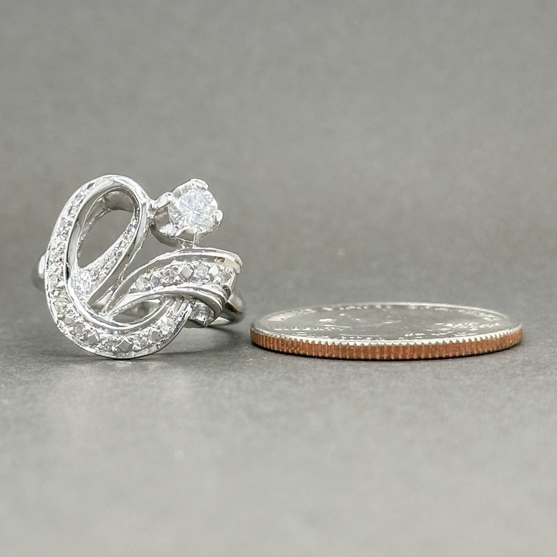 Estate Retro 14K W Gold 0.56ctw G-I/SI1-2 Diamond Bow Ring - Walter Bauman Jewelers