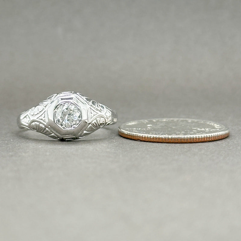 Estate Retro 14K W Gold 0.65ct OMC H-I/I1 Diamond Ring - Walter Bauman Jewelers