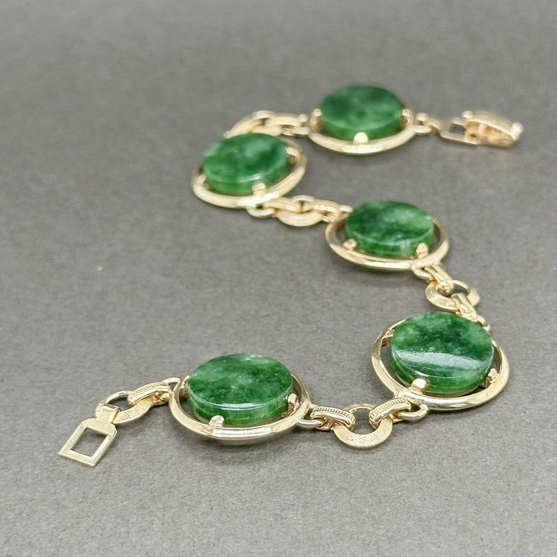 Estate Retro 14K Y Gold 11.66ctw Jadeite Link Bracelet - Walter Bauman Jewelers