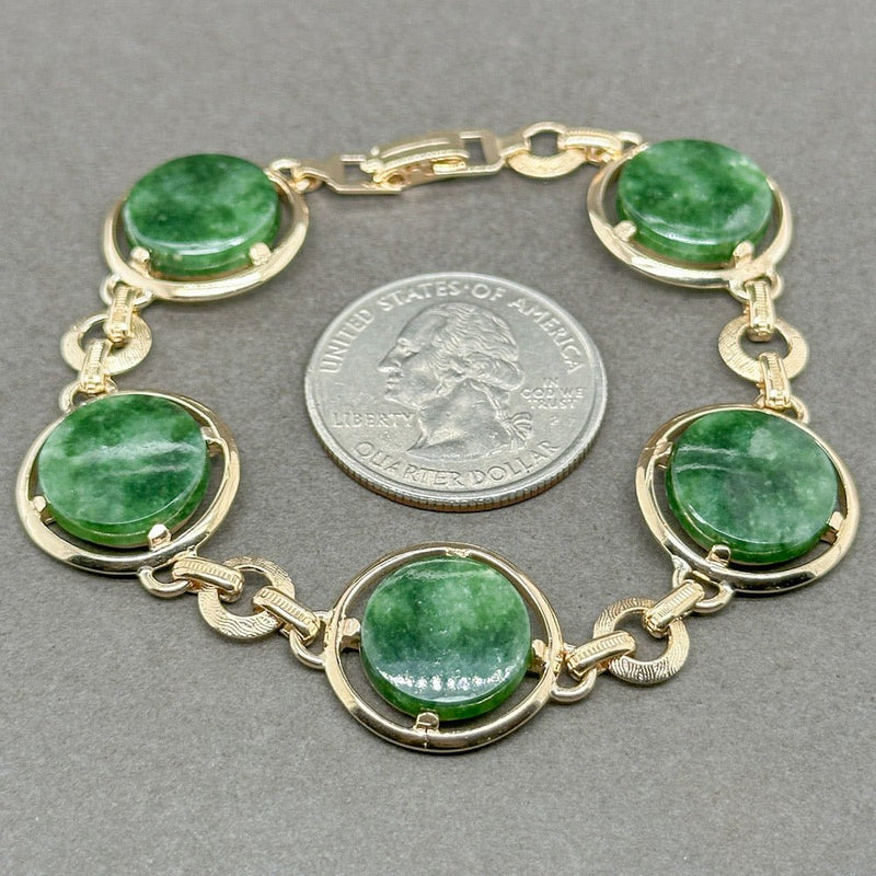 Estate Retro 14K Y Gold 11.66ctw Jadeite Link Bracelet - Walter Bauman Jewelers