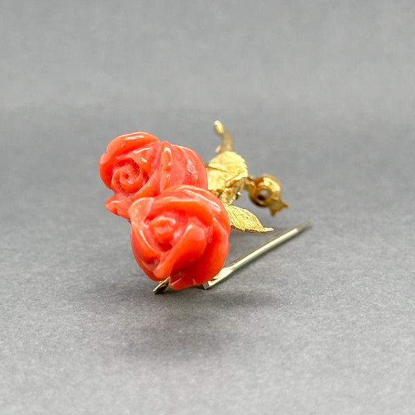 Estate Retro 18K Y Gold 8.00ctw Coral Flower Brooch - Walter Bauman Jewelers