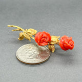 Estate Retro 18K Y Gold 8.00ctw Coral Flower Brooch - Walter Bauman Jewelers